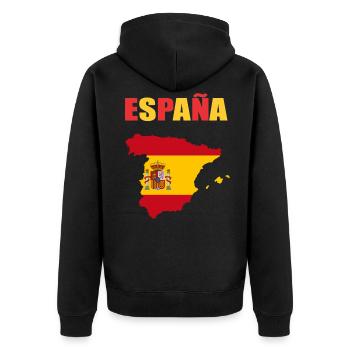 Spanien Design - Unisex Premium Bio Zip Hoodie - Schwarz - Hinten - Nico (187cm)