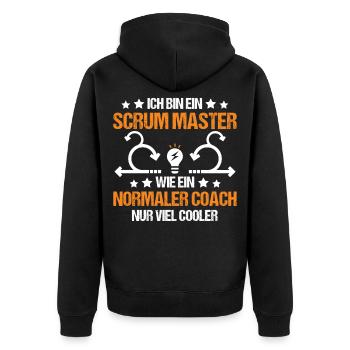 Agile Coach Scrum Master Geschenk - Unisex Premium Bio Zip Hoodie - Schwarz - Hinten - Nico (187cm)