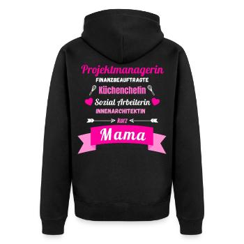 Multitasking Mama Muttertag Geschenk Sprüche - Unisex Premium Bio Zip Hoodie - Schwarz - Hinten - Nico (187cm)