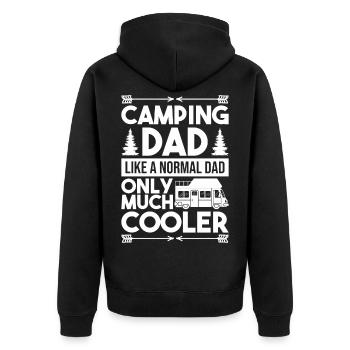 Camper Papa Camping Geschenk - Unisex Premium Bio Zip Hoodie - Schwarz - Hinten - Nico (187cm)