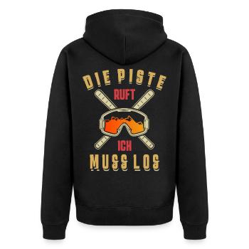 Schöner Party machen Spruch, Skifahrerin Geschenk - Unisex Premium Bio Zip Hoodie - Schwarz - Hinten - Nico (187cm)