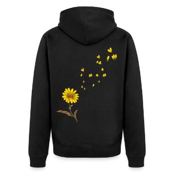Sonnenblume - Unisex Premium Bio Zip Hoodie - Schwarz - Hinten - Nico (187cm)