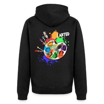 Spruch I Arted Grafik Künstler Kunsthandwerk - Unisex Premium Bio Zip Hoodie - Schwarz - Hinten - Nico (187cm)