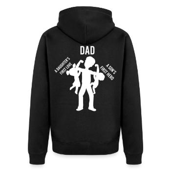 Père et fils Père et fille cadeau - Veste à capuche bio Premium Unisexe - noir - Dos - Nico (187cm)