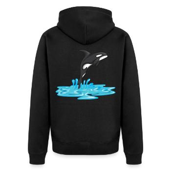 From Water Jumping Orca Killer Whale Motifs - Unisex Premium Organic Zip Hoodie - black - Back - Nico (187cm)
