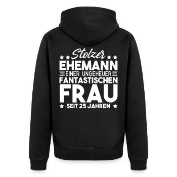 Ehepaar Ehemann Silberhochzeit Geschenk - Unisex Premium Bio Zip Hoodie - Schwarz - Hinten - Nico (187cm)