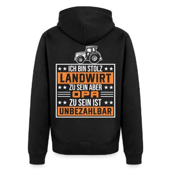 Traktorfahrer Opa Traktor Geschenk - Unisex Premium Bio Zip Hoodie - Schwarz - Hinten - Nico (187cm)