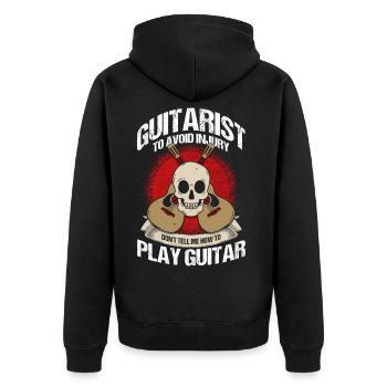 Musician Guitarist Vintage Gift - Unisex Premium Organic Zip Hoodie - black - Back - Nico (187cm)