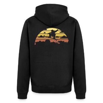Snowboard - Vintage - Unisex Premium Bio Zip Hoodie - Schwarz - Hinten - Nico (187cm)