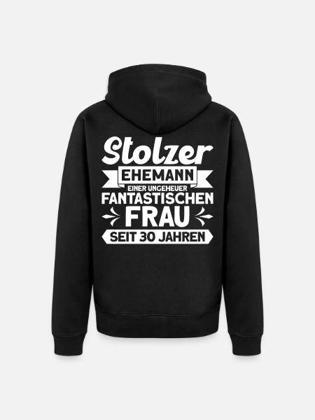 Ehepaar Ehemann Perlenhochzeit Geschenk - Unisex Premium Bio Zip Hoodie - Schwarz