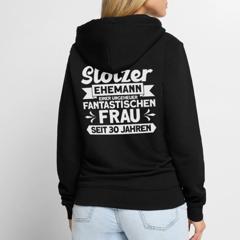 Ehepaar Ehemann Perlenhochzeit Geschenk Unisex Premium Bio Zip Hoodie