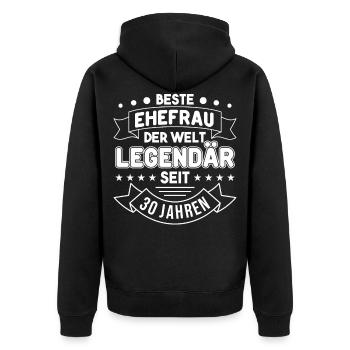 30 Jahre Ehe Ehefrau Perlenhochzeit Geschenk - Unisex Premium Bio Zip Hoodie - Schwarz - Hinten - Nico (187cm)