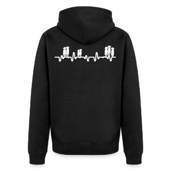 Herzschlag Erdmännchen - Unisex Premium Bio Zip Hoodie - Schwarz - Hinten - Nico (187cm)