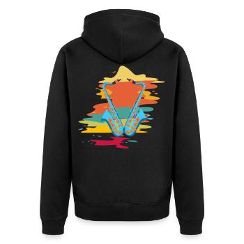Saxophone - Unisex Premium Bio Zip Hoodie - Schwarz - Hinten - Nico (187cm)