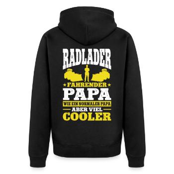 Radladerfahrer Papa Geschenk Radlader Bagger - Unisex Premium Bio Zip Hoodie - Schwarz - Hinten - Nico (187cm)