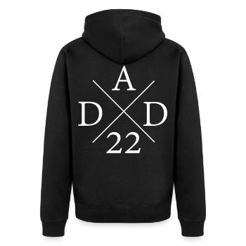Papa Vater Dad 2022 Geschenk - Unisex Premium Bio Zip Hoodie - Schwarz - Hinten - Nico (187cm)