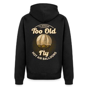 Heißluftballon Ballon Retro Geschenk - Unisex Premium Bio Zip Hoodie - Schwarz - Hinten - Nico (187cm)