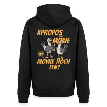 Plattdeutsch Bier Apropos Möwe! Möwie noch een? - Unisex Premium Bio Zip Hoodie - Schwarz - Hinten - Nico (187cm)