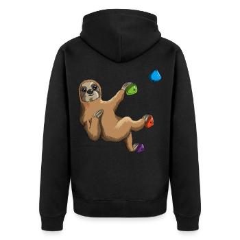 Climbing sloth climbing wall mountaineering boulder - Unisex Premium Organic Zip Hoodie - black - Back - Nico (187cm)
