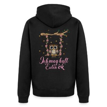 Eule ich mag halt Eulen ok Nachteule Schaukel Fan - Unisex Premium Bio Zip Hoodie - Schwarz - Hinten - Nico (187cm)
