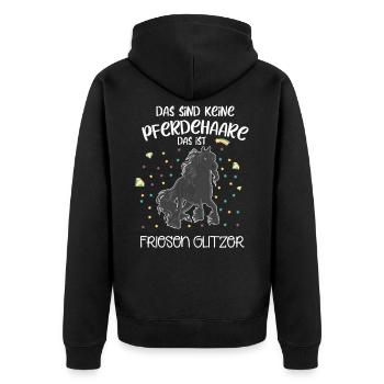 Keine Pferdehaare Friesen Glitzer Pferdeliebhaber - Unisex Premium Bio Zip Hoodie - Schwarz - Hinten - Nico (187cm)