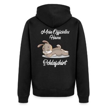 Pyjama Nachthemd Hasen Schlafshirt Morgenmuffel - Unisex Premium Bio Zip Hoodie - Schwarz - Hinten - Nico (187cm)