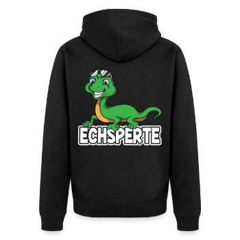 Echsperte Echse Reptilien Eidechse Experte Spruch - Unisex Premium Bio Zip Hoodie - Schwarz - Hinten - Nico (187cm)