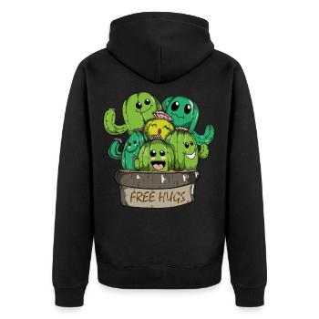 Free Hugs süße Kakteen Kostenlose Umarmung Kaktus - Unisex Premium Bio Zip Hoodie - Schwarz - Hinten - Nico (187cm)