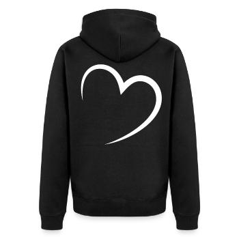 heart - Unisex Premium Organic Zip Hoodie - black - Back - Nico (187cm)