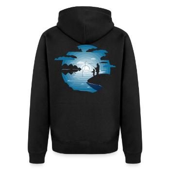 Pêche père fils - Veste à capuche bio Premium Unisexe - noir - Dos - Nico (187cm)