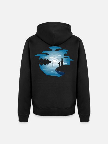 Pêche père fils - Veste à capuche bio Premium Unisexe - noir