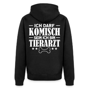 Tiermedizin Vet Tierarzt Geschenk - Unisex Premium Bio Zip Hoodie - Schwarz - Hinten - Nico (187cm)