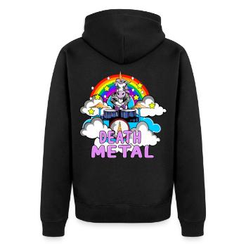 Batterie Death Metal pour les amateurs de licorne - Veste à capuche bio Premium Unisexe - noir - Dos - Nico (187cm)
