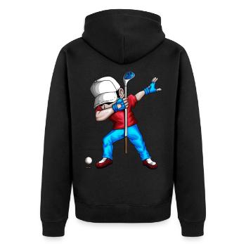 Dabbing Golfer Golfspieler Golfball Golfverein Fan - Unisex Premium Bio Zip Hoodie - Schwarz - Hinten - Nico (187cm)
