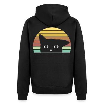 Cat - Cat - Unisex Premium Organic Zip Hoodie - black - Back - Nico (187cm)