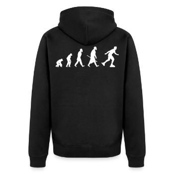 Evolution of roller blade - Unisex Premium Bio Zip Hoodie - Schwarz - Hinten - Nico (187cm)