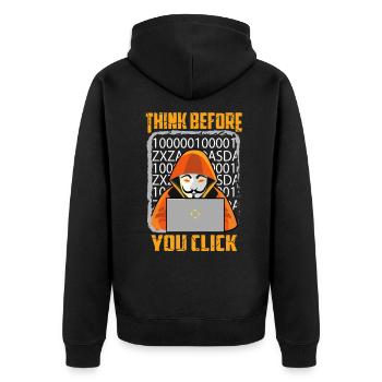 Cybersécurité Hacker think before you click - Veste à capuche bio Premium Unisexe - noir - Dos - Nico (187cm)