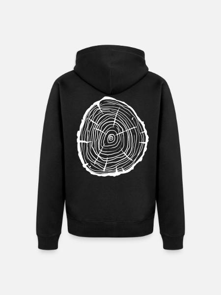Baum Holz Jahresringe - Unisex Premium Bio Zip Hoodie - Schwarz