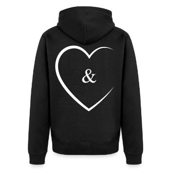 & und Zeichen Hochzeit - Unisex Premium Bio Zip Hoodie - Schwarz - Hinten - Nico (187cm)