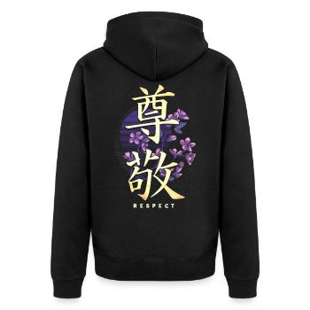 Symbol Kanji Japanisches Symbol Respekt Geschenk - Unisex Premium Bio Zip Hoodie - Schwarz - Hinten - Nico (187cm)