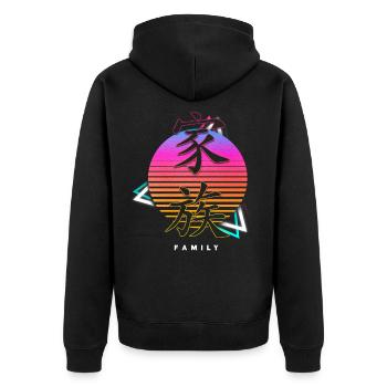 Japonais Symbole Japonais Famille Kanji Cadeau - Veste à capuche bio Premium Unisexe - noir - Dos - Nico (187cm)