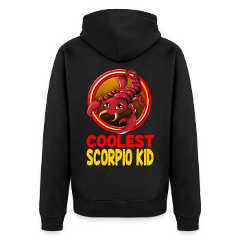 Coolest Scorpion Kid Sternzeichen Skorpion Spruch - Unisex Premium Bio Zip Hoodie - Schwarz - Hinten - Nico (187cm)