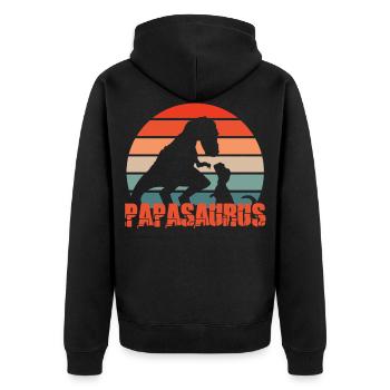 Papa Vater Papasaurus - Unisex Premium Bio Zip Hoodie - Schwarz - Hinten - Nico (187cm)