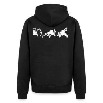 Bagger Herzschlag Baustelle - Unisex Premium Bio Zip Hoodie - Schwarz - Hinten - Nico (187cm)