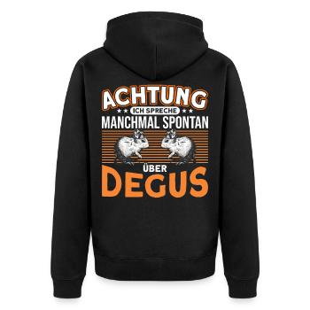 Deguhalter Degu Spontan Geschenk - Unisex Premium Bio Zip Hoodie - Schwarz - Hinten - Nico (187cm)