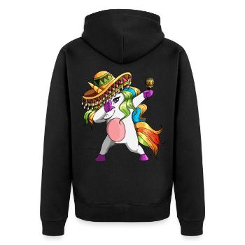 Unicorn with sombrero and rattle Unicorn Fiesta - Unisex Premium Organic Zip Hoodie - black - Back - Nico (187cm)