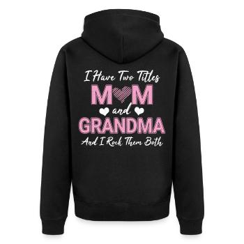 Grandmother - Unisex Premium Organic Zip Hoodie - black - Back - Nico (187cm)