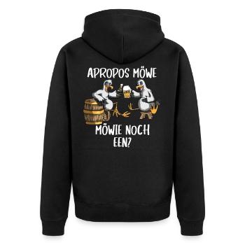 Apropos Möwe Möwie noch een? Norddeutscher Spruch - Unisex Premium Bio Zip Hoodie - Schwarz - Hinten - Nico (187cm)