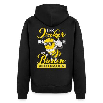 Imker dem die Bienen vertrauen Nektar Bienen Fan - Unisex Premium Bio Zip Hoodie - Schwarz - Hinten - Nico (187cm)