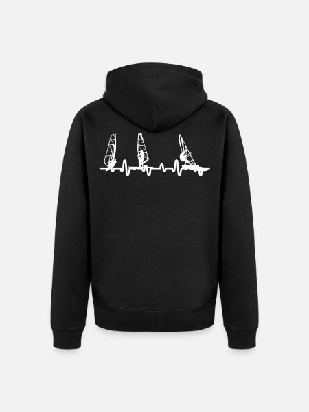 Heartbeat Windsurfing Windsurfing Surfing - Unisex Premium Organic Zip Hoodie - black
